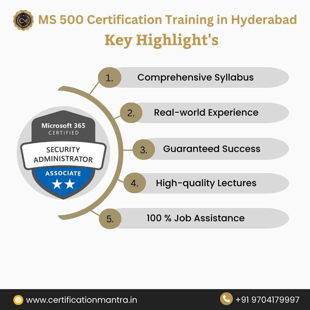 MS 500 Certification Training in Hyderabad key highlights