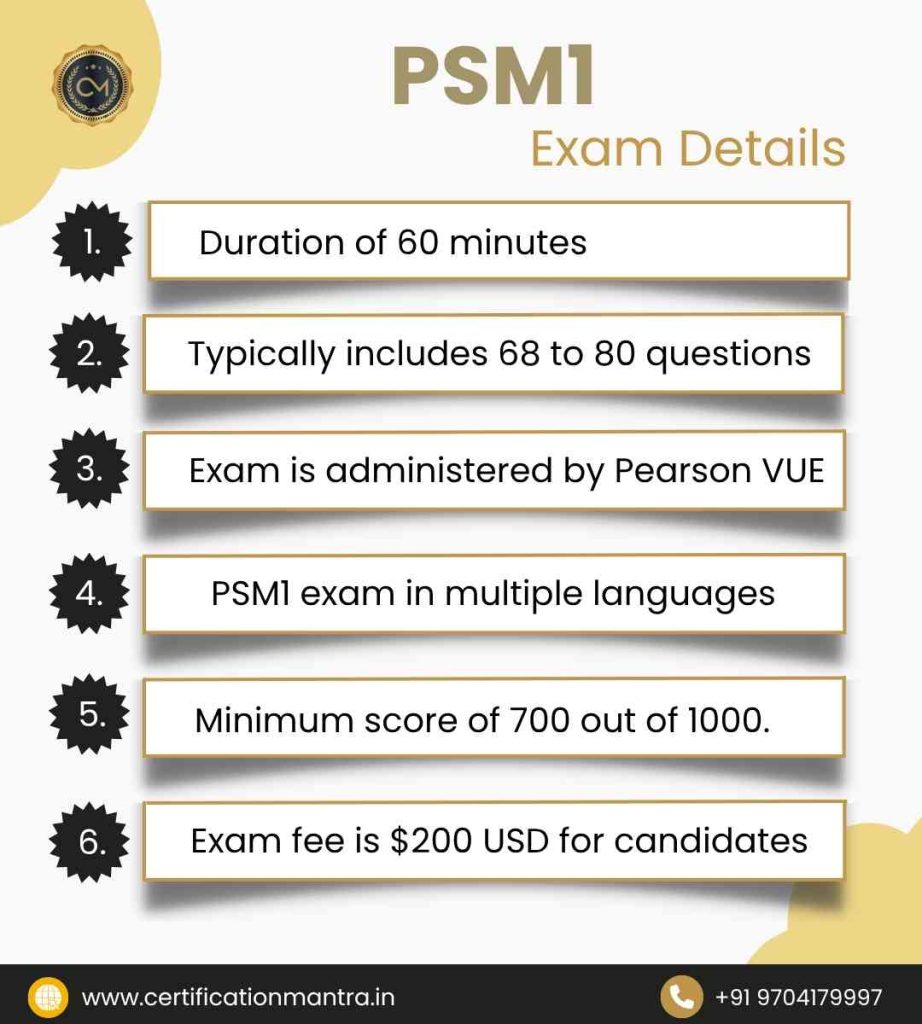 PSM1 Certification Training in Hyderabad exam details