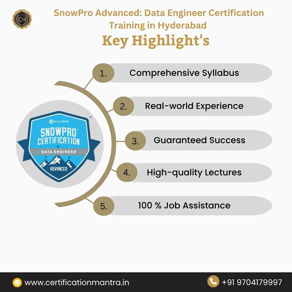 DEA‑C02 SnowPro Advanced: Data Engineer Certification Training in Hyderabad key highlights