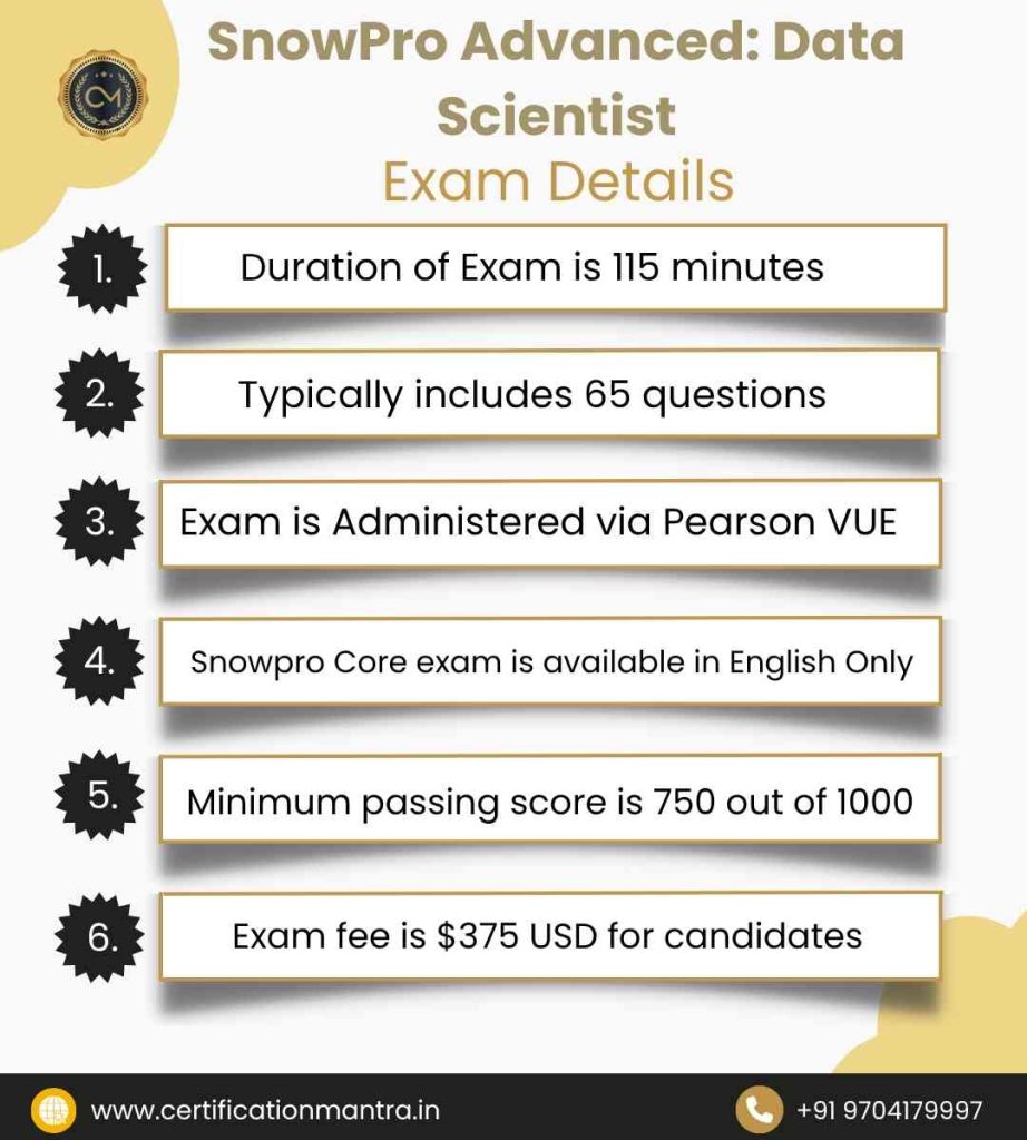 SnowPro Advanced: Data Scientist Certification Training in Hyderabad exam details