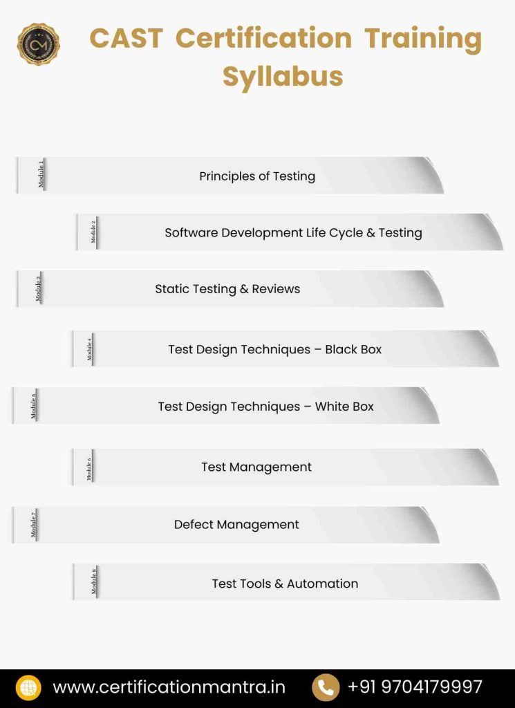 CAST Certification Training in Hyderabad Syllabus