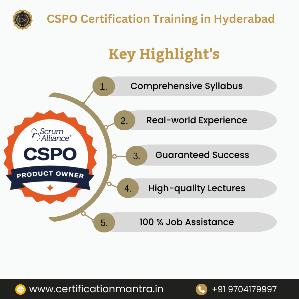 CSPO Certification Training in Hyderabad keyhighlights