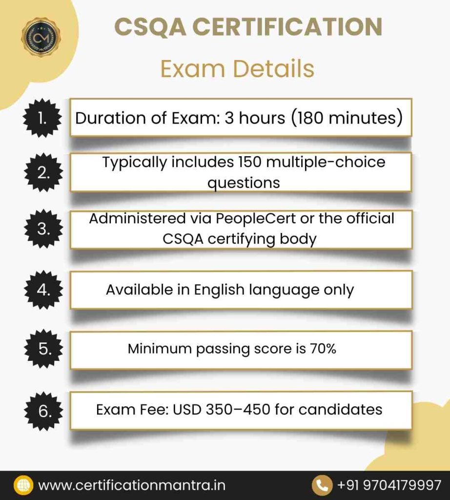 CSQA Certification Training in Hyderabad Exam Details