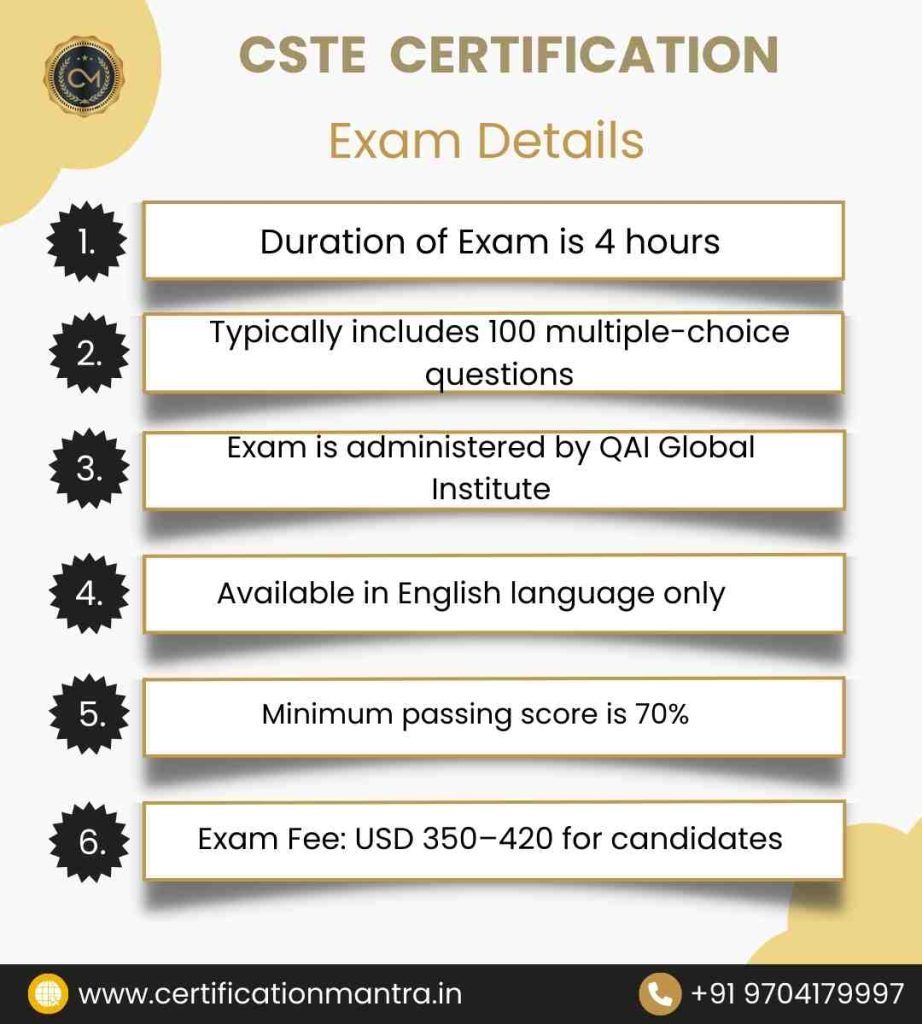 CSTE Certification Training in Hyderabad Exam Details