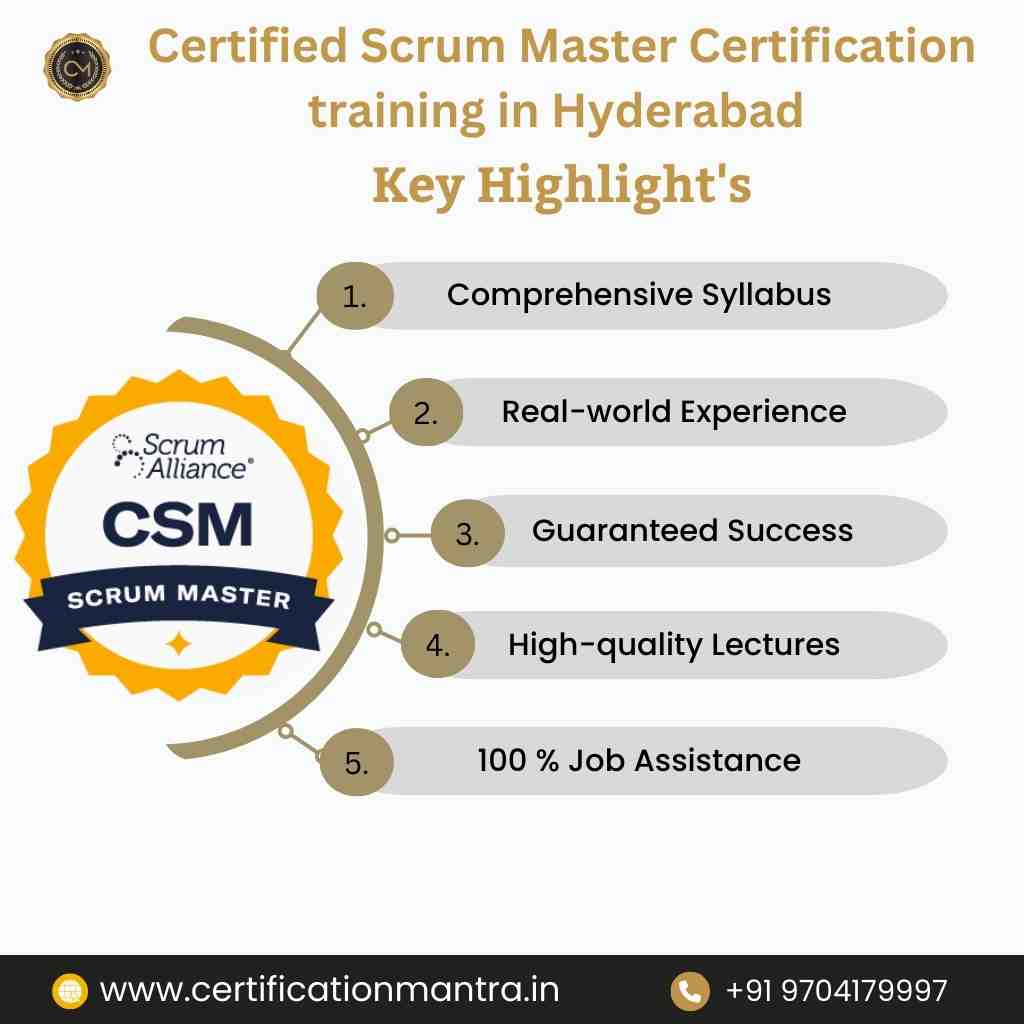 Certified Scrum Master Certification Training in Hyderabad key Highlight's