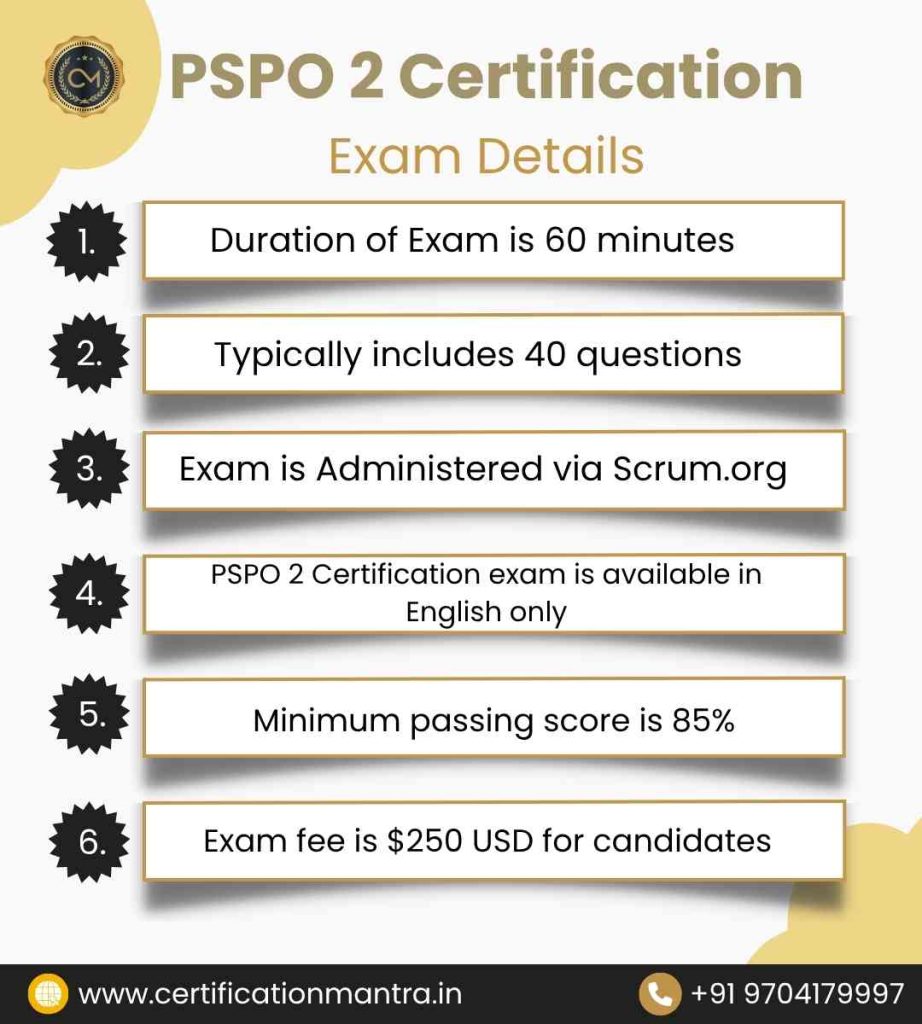 PSPO 2 Certification Training in Hyderabad exam details