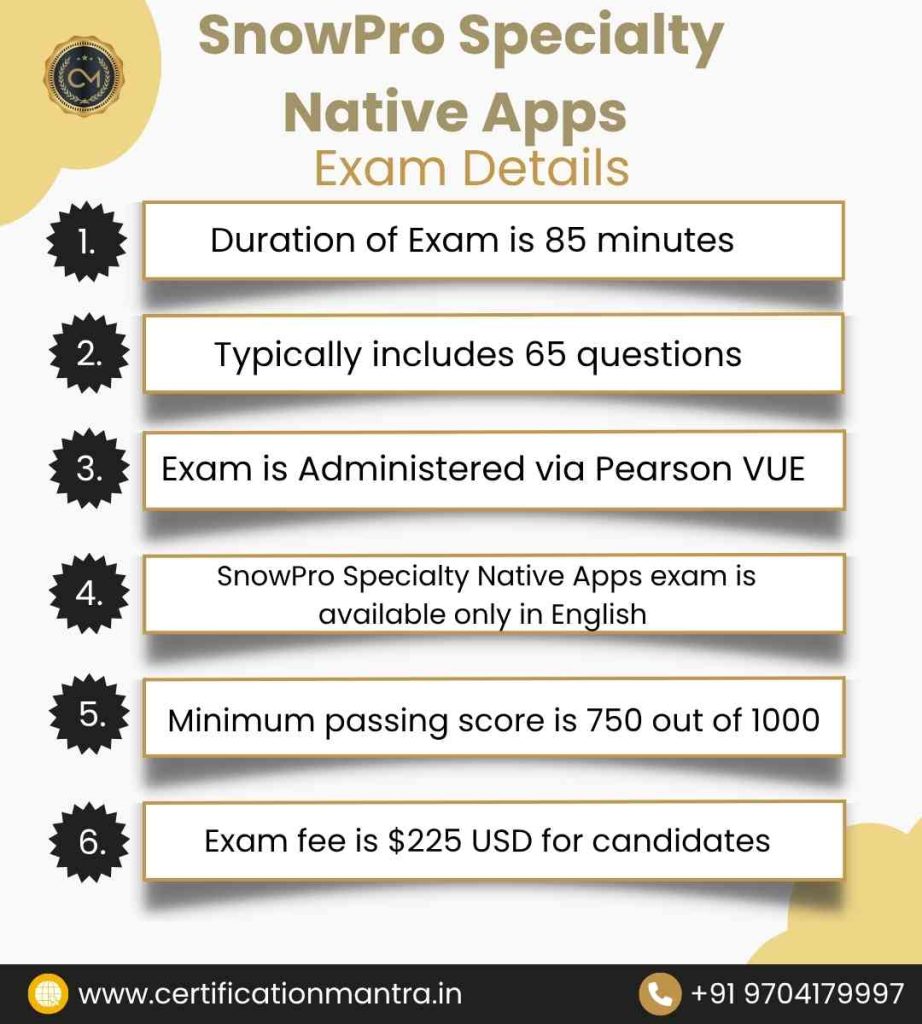 SnowPro Specialty: Native Apps Certification Training in Hyderabad exam details