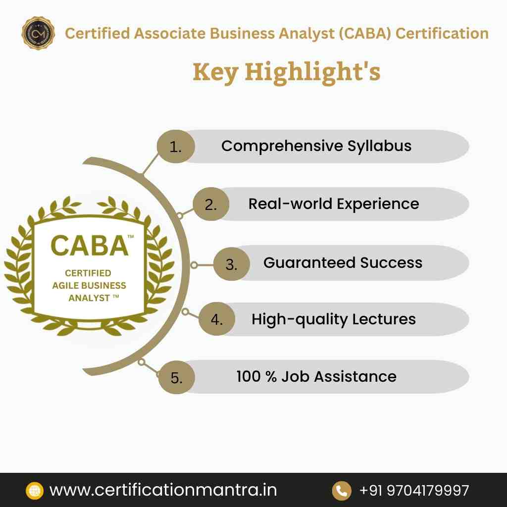 Certified Associate Business Analyst (CABA) Certification Training in Hyderabad Key Highlights