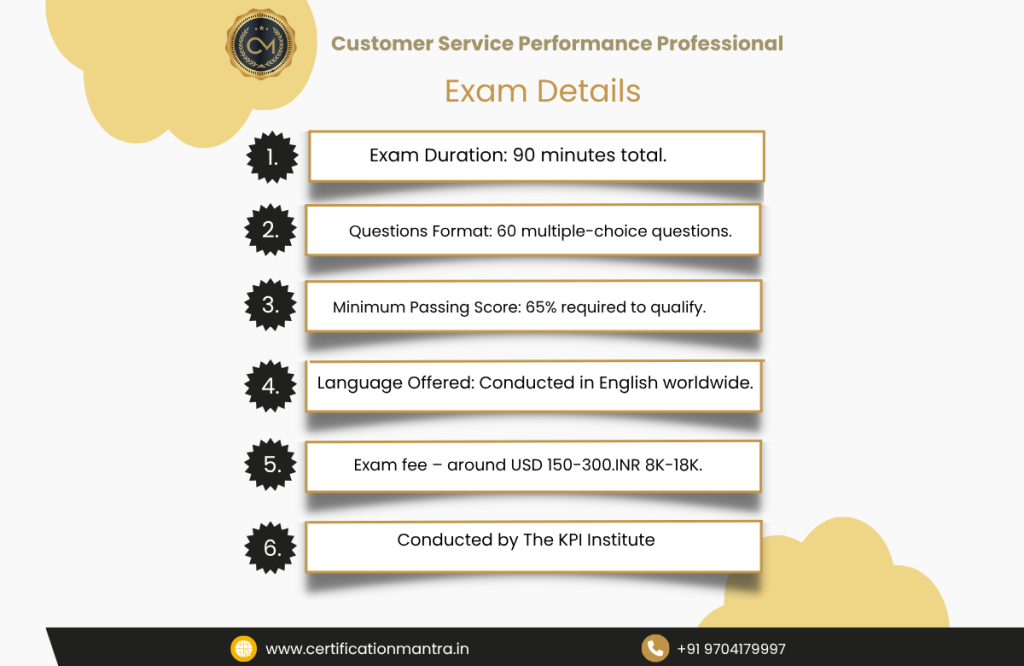 Customer Service Performance Professional Certification Training in Hyderabad Exam Details