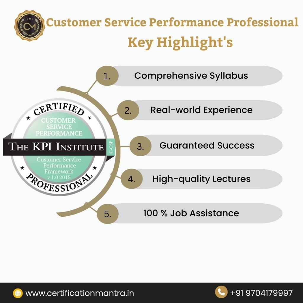 Customer Service Performance Professional Certification Training in Hyderabad key highlights
