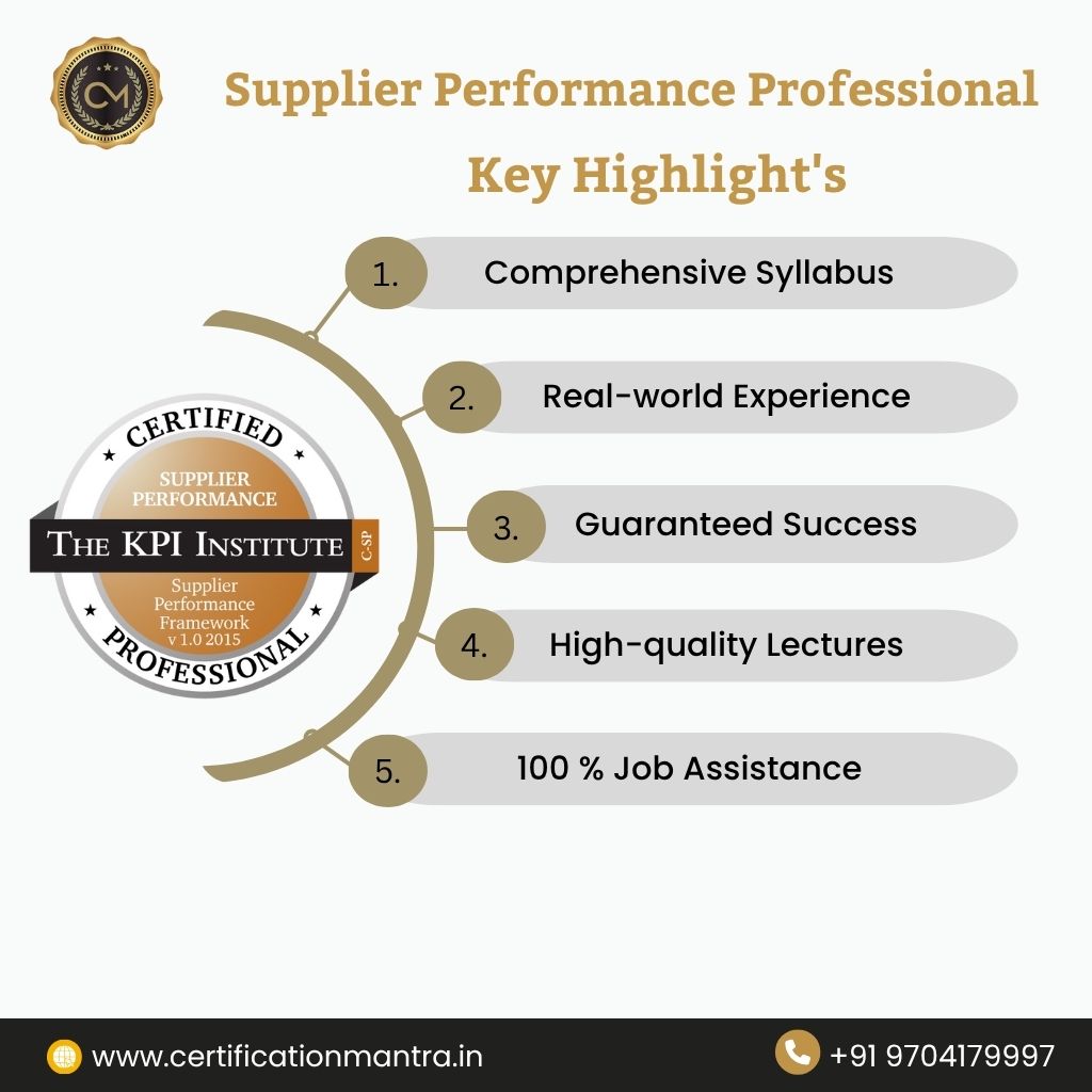 Supplier Performance Professional Certification Training in Hyderabad key highlights