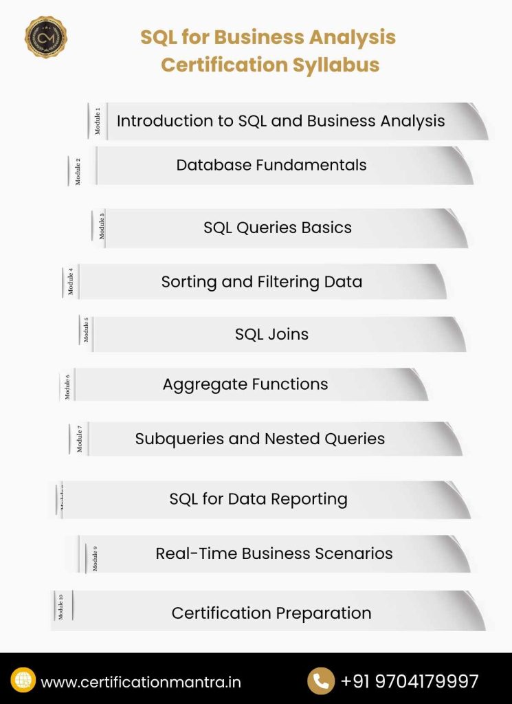 SQL for Business Analysis Certification Training in Hyderabad Syllabus