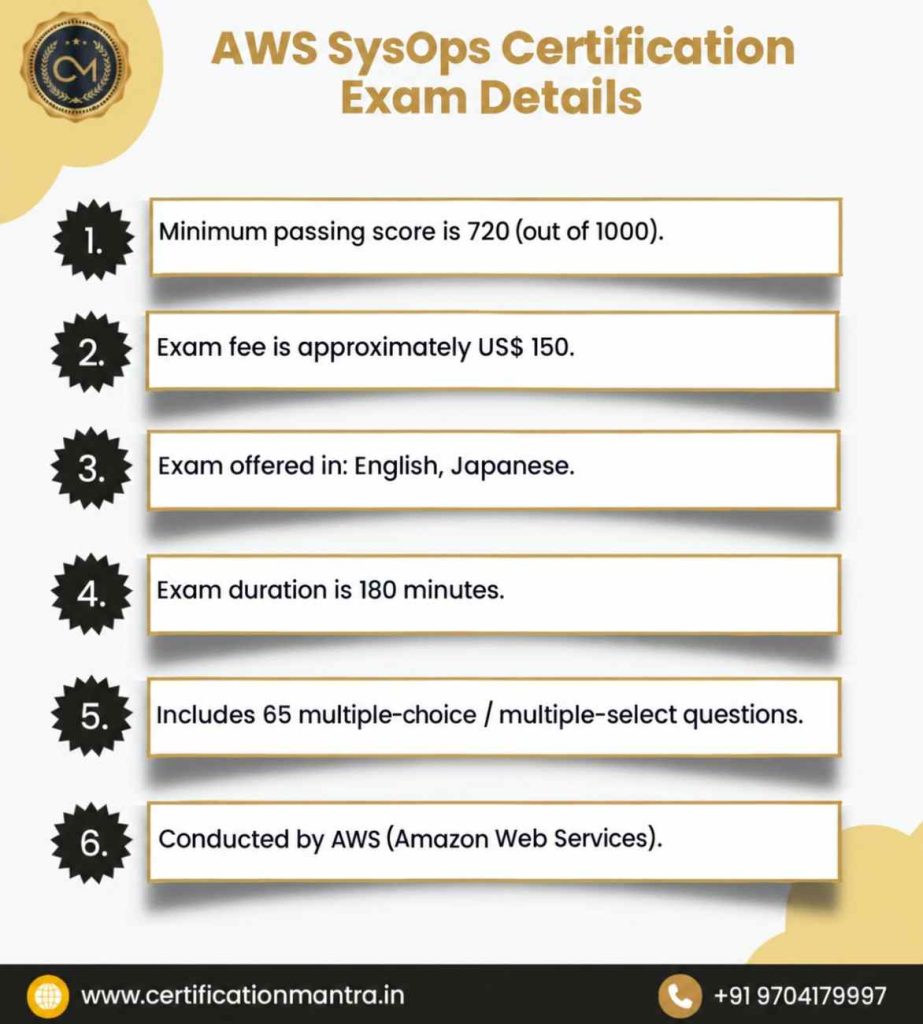 AWS SysOps Certification Exam Details